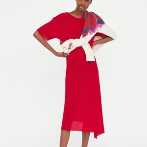 ZARA red pleated dress